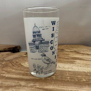 Vintage 1960's - Wisconsin State - Frosted Souvenir Glass